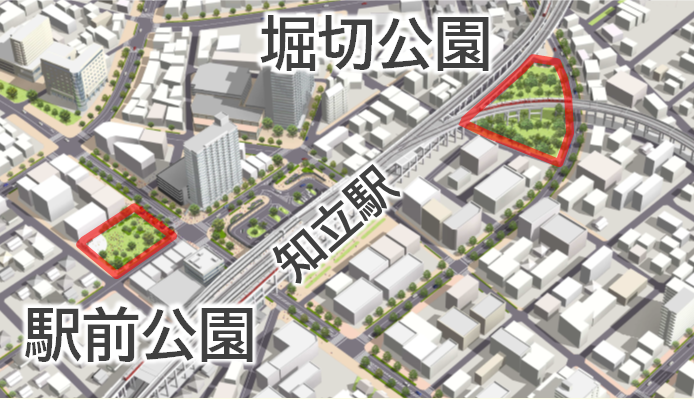 駅前公園および堀切公園 位置図