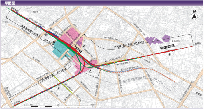 知立連続立体交差事業平面図