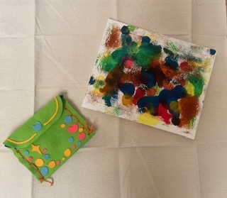 ポーチづくりとデカルコマニー